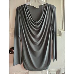 Be Stage Women Long Sleeve Cowl Neck Top Olive Draped Blouse PT11656 Med